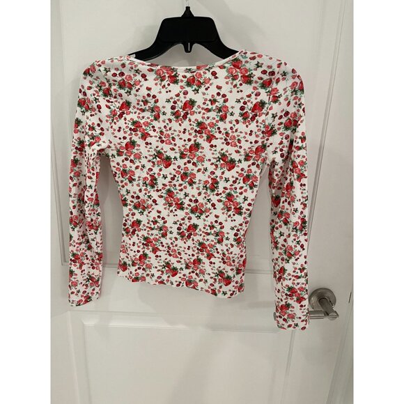 Love Shack Fancy Anaya Cloudy Pop Rocks Strawberry Henley Thermal Top SMALL - Picture 10 of 11